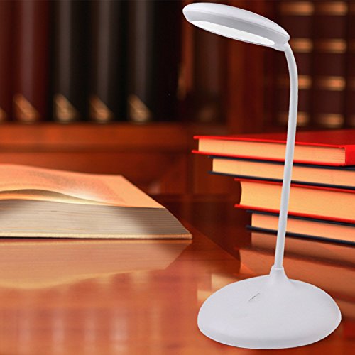 Desk Lamp with USB Charging Port, PEMOTech Folding Desk Lamp,Eye-care Table Lamp,Dimmable LED Lamp,Office Lamp,Rechargeable Reading Light,Touch Control,3 Brightness Levels,Adjustable Gooseneck,1800mAh