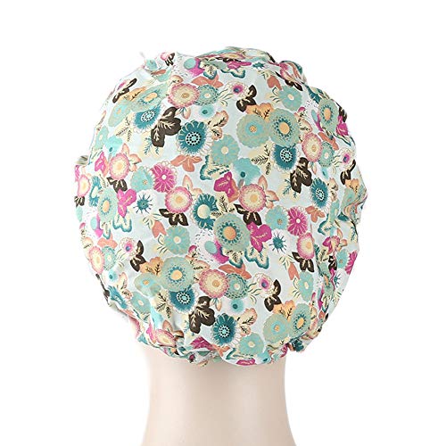 QiaTi Women Scrub Hats with Sweatband Adjustable Cotton Bouffant Cap Doctor Scrub Cap Free Size (Style Set 1)
