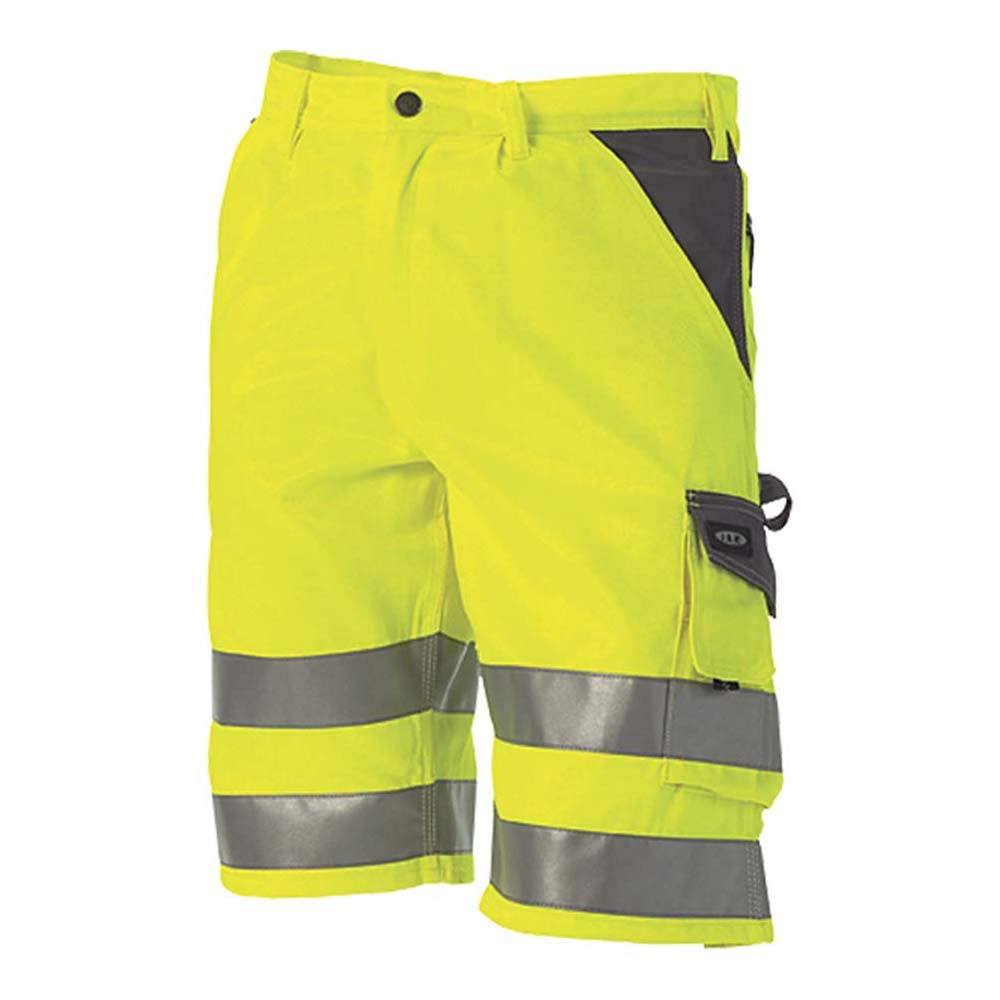 J.A.K. 1110914092 Series 11109 70% Polyester/30% Cotton Shorts, EN 20471, Class 1, Yellow/Grey, 52 (36) Size