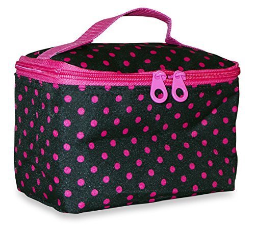 Ever Moda Polka Dot Makeup Bag (Black Pink)
