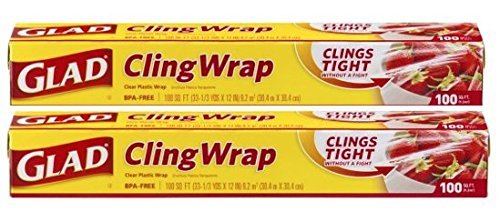 Glad Plastic Cling Wrap, 100 Sq. Ft. Roll 2-pack (200 Sf Total)