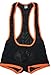 iYunyi Mens Open Back Bodywear Sexy Lingerie Bodysuit Wrestling Singlet Struggles,Black/Orange,XL