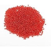 Perlin Glass Seed Beads 2mm 11/0 Round Mini Small Pony Beads 6500pcs for Making Earrings Bracelets Pendants Waist Jewelry DIY Handmade Silver Lined Color Kit (Red)