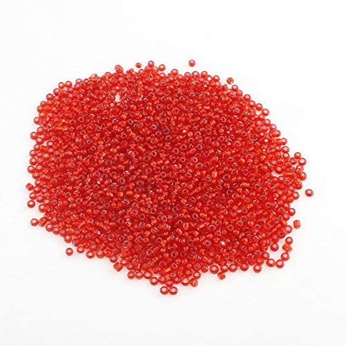Perlin 6500 Pcs 2mm Silver Lined Round Glass Seed Beads (Red)