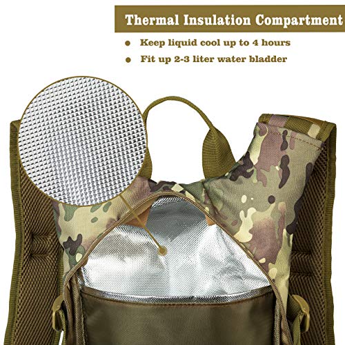 RUPUMPACK Tactical Molle Hydration Backpack with 2L BPA Free Water Bladder Keeps Water Cool Up to 4 Hours, Lightweight Military Daypack for Cycling, Hiking, Running, Climbing, Hunting, Biking