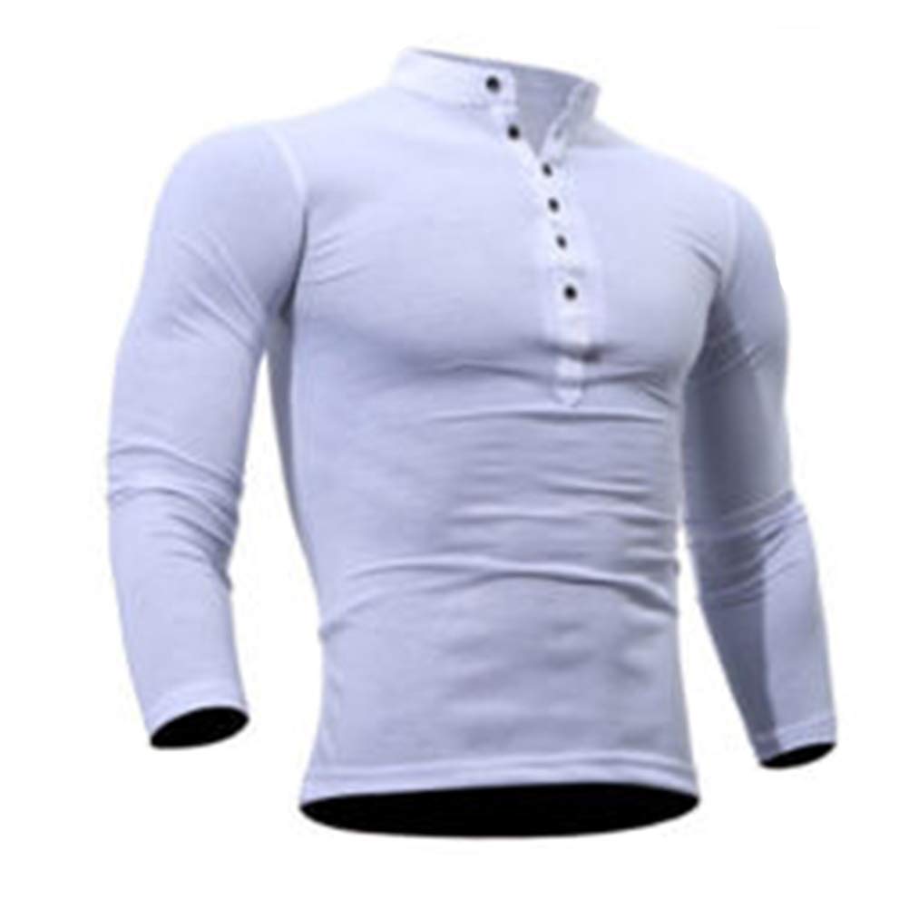 SUNSIOM Mens Casual Slim Fit Basic Henley Long Sleeve T-Shirt Plain Top Tee