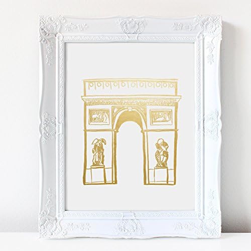 Bella Adele Co Arc De Triomphe Gold Foil Print Wall Art Poster Paris Home Decor France Poster French Art Metallic Poster 8 inches x 10 inches