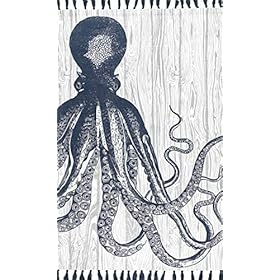 nuLOOM Thomas Paul Printed Octopus Over Board Tassel Area Rug, 3' x 5', Ivory 513T3TIdb6L