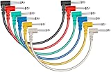 SONICAKE 8 Inch Guitar Patch Cables 6 Pack Right Angle 1/4 Inch TS Mono view 1