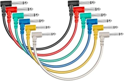 SONICAKE 8 Inch Guitar Patch Cables 6 Pack Right Angle 1/4 Inch TS Mono