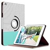 ULAK iPad 9.7 2018/2017 Case, Slim Lightweight 360 Rotating Folio Folding Stand Smart Cover Auto Wake/Sleep PU Leather Protective Case for iPad 9.7 Inch 2017/2018, Mint Minimal Stripes