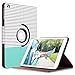 ULAK iPad 9.7 2018/2017 Case, Slim Lightweight 360 Rotating Folio Folding Stand Smart Cover Auto Wake/Sleep PU Leather Protective Case for iPad 9.7 Inch 2017/2018, Mint Minimal Stripes