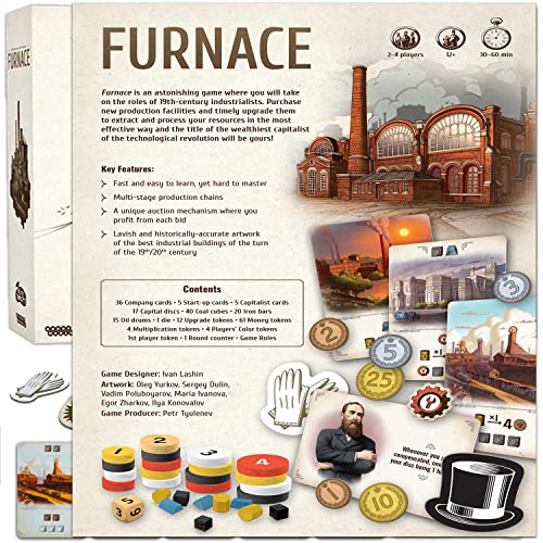 Fast Playing Economic Game Furnace Board Game and Playmat Bundle with