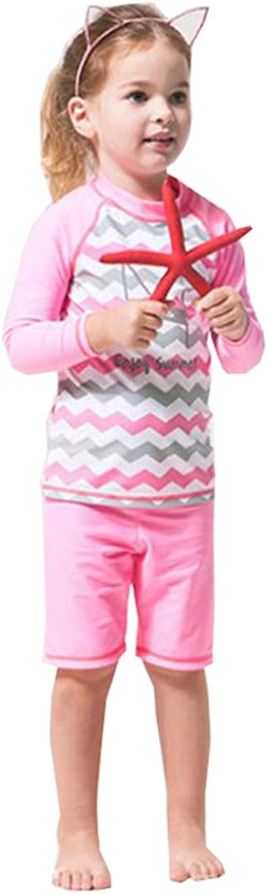 Amazon Co Jp Fevon 水着 子供 男の子 女の子 ラッシュガード 長袖 ハーフパンツ 上下セット スイムウェア キッズ ガールズ ボーイズ セパレート 可愛い Uvカット スイミング プール 海遊び 海水浴 服 ファッション小物