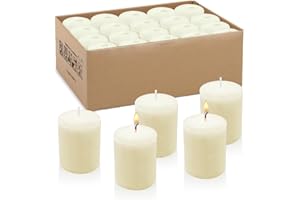 AMUSAER 15 Hour Ivory Votive Candles, Bulk Unscented Small 1.5 Inch Diameter 2.25 Inch Tall Wax Candles for Wedding, Party & Home Dinner Table Decoration, 20 Packs