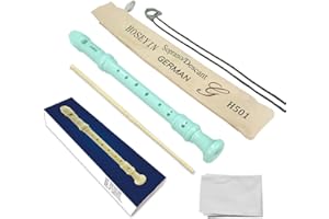 HOSEYIN Soprano Recorder Baroque style German style C Key 8 Holes Soprano Recorder for Beginners Kids students(German, Light green)