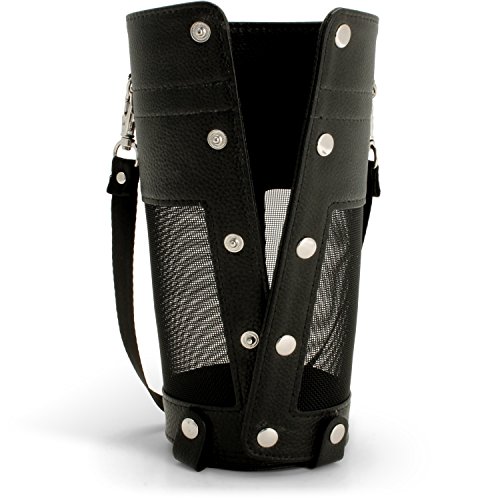 iGadgitz Black PU Leather Travel Carry Case Sleeve for Amazon Echo with Removable Strap