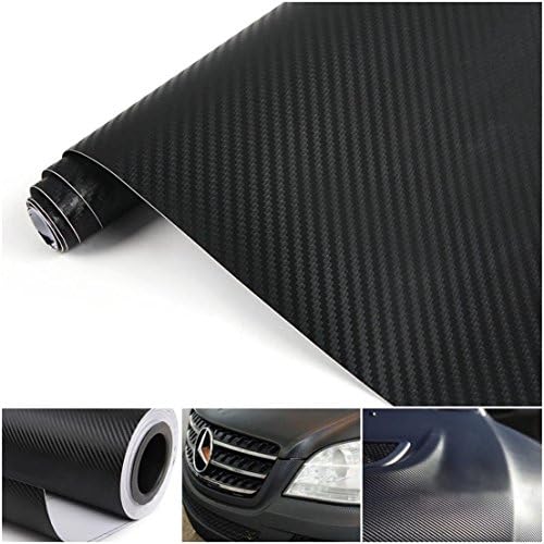 1-Sheet Sublime Popular 3D Carbon Fiber Car Stickers Vinyl Film Roll Decor Waterproof Protector Size 20" x 50" Color Black