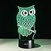 LLBBXX 3D Lamp Owl Shape Boys Best Bithday Gift Acrylic Table Night Light Furniture Decorative Illusion Colorful 7 Color Change Household Desk Accessories