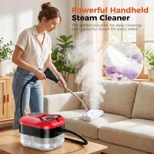 Steam Cleaner, Handheld Steam Cleaner for Cleaning, 1500W Portable Steam Cleaner with 6-Level Adjustable & Quick Heat-Up, Steam Cleaner for Home, Kitchen, Bathroom, Tile, Grout, Dirt, Car Detailing