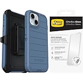 OtterBox iPhone 15 (Only) - Defender Series Case - Baby Blue Jeans - with Screen Protector - Rugged & Durable - with Port Protection - Holster Clip Includes - Microbial Defense Protection