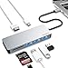 USB C Hub, EQUIPD 7 in 1 Aluminum Type C Adapter USB C Charging Port, 4K HDMI Output, 1 USB 3.0/2 USB 2.0 Ports, SD/microSD Card Reader MacBook Pro 13