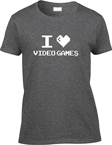 Blittzen Womens/Ladies I Heart Video Games, 2XL, Dark Heather