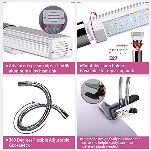 LED Grow Light for Indoor Plant, Winjoy Upgraded Full Spectrum Plant Light with Replaceable Bulb,Dual Head 45W Plant Grow Lamp with Flexible Gooseneck, Professional for Seedling Blooming Fruit ... - Thumbnail 2