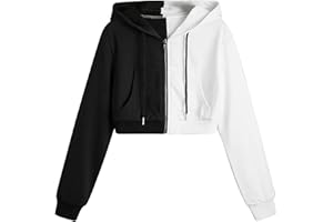 tuduoms Women Casual Cropped Zip Up Hoodie Cute Crop Top Y2K Teen Girls Trendy Lightweight Crop Jacket Long Sleeve Sweatshirt