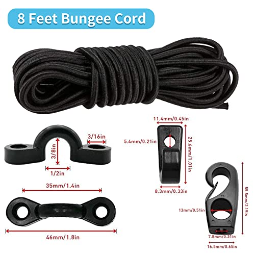 Kayak Deck Rigging Kit 8 Feet Bungee Cord with Bungee Cord Ends Hooks