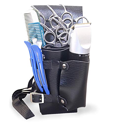 Transser Stylist Leather Rivet Scissors Comb Pouch Holder Holster - Barber Hair Salon Hairdressing Shears Shoulder Bag Hairstylist Tools Storage Organizer - Thumbnail 2