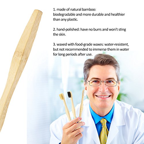 image for Madholly 6 pieces Natural Bamboo Toothbrush, Eco-Friendly Toothbrushes