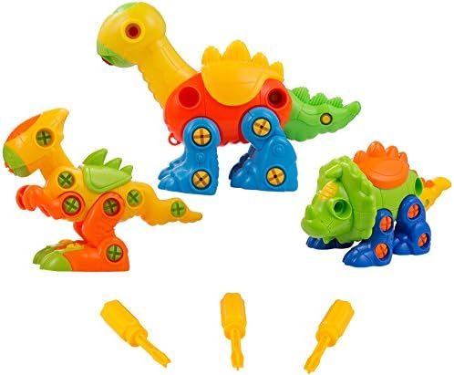 EIAIA Dinosaur Toys STEM Building Toys - 3 Pack Take Apart Toys with Tools, Preschool Learning Toys for Boys Girls Kids Age 3 - 12 Years Old