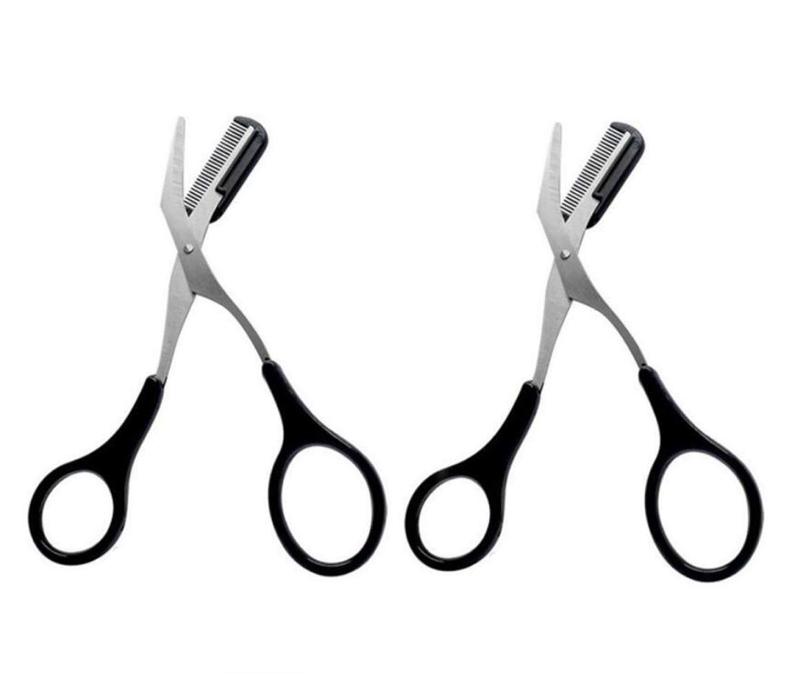 VASANA 2PCS Eyebrow Trimmer Comb Eyelash Hair Scissors Cutter Shaper Beauty Tool Eyebrow Eyelash Hair Removal Shaper Shaping Tool Makeup Beauty Accessories for Men and Women