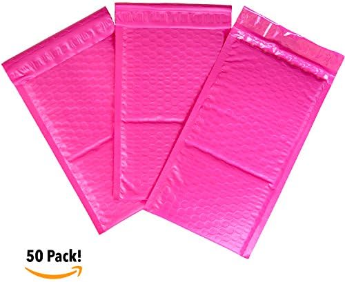 6x10 Inch Hot Pink Premium Bubble Mailer | 50 Pack | Extra Strength Self Seal Adhesive | Thicker Material for Added Privacy | Lightweight &amp; Water Resistant | By PureBloom Products