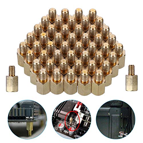 HanTof Replacement PC Mounting #6-32(Inner) to M3(Outer) Brass Jack Screw Standoff,Motherboard Standoffs,ATX Case Standoffs,ATX Standoff for ATX Computer Case - 50 Pack