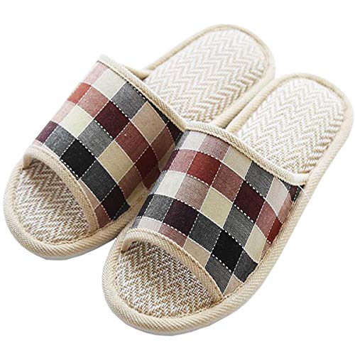 Buy DRUNKEN Men's Soft Indoor Open Toe Check Cotton Carpet Slipper