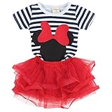 LittleSpring Little Girls' Striped Clothing Sets Cartoon