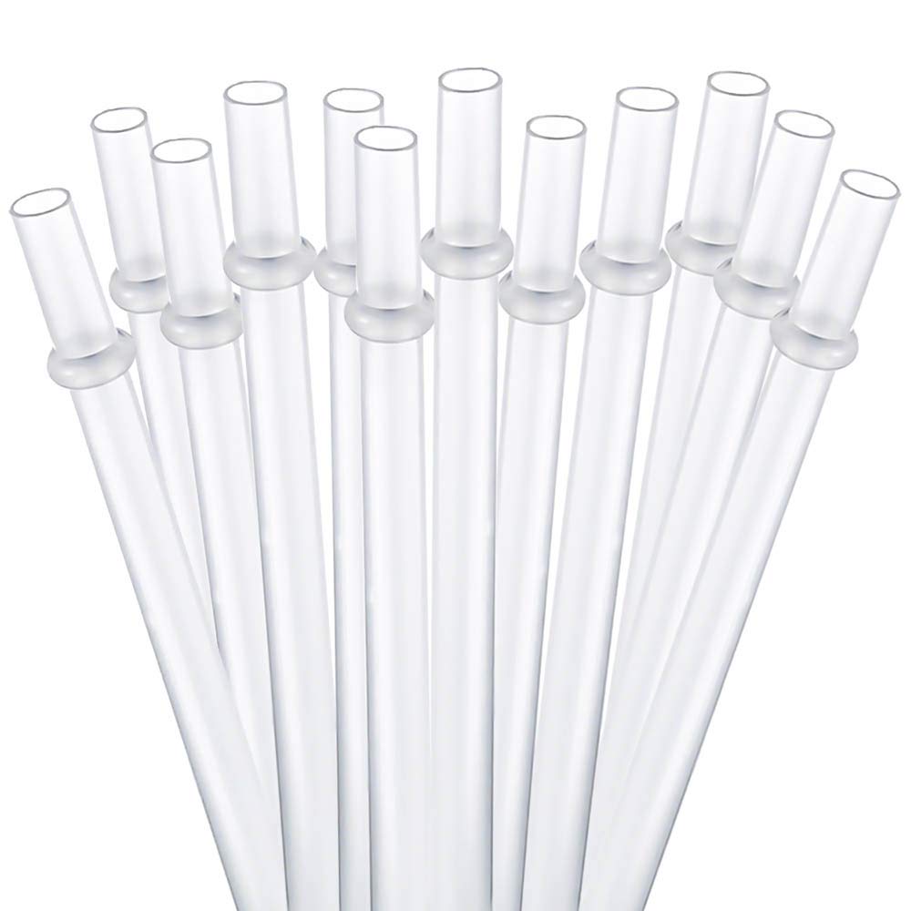 Dakoufish BPA Free 12 Piece 9 Inch Reusable Plastic Thick Drinking Straws for Mason Jar Yeti Rambler Plain Color（9inch，White）