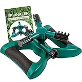 Water Sprinkler System - Lawn Garden Sprinkler Head - Outdoor Automatic Sprinklers for Lawn Irrigation System Kids - Three Arm High Impact Sprinkler System - Up To 3600 Square Feet Coverage