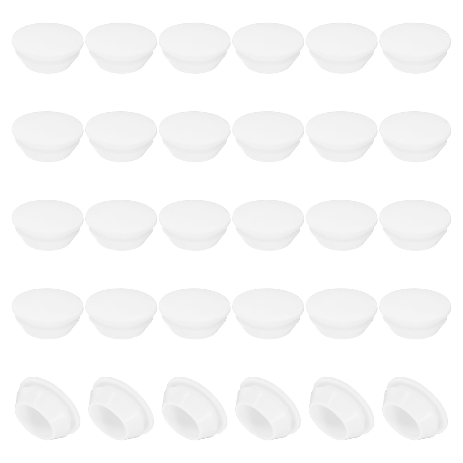 PATIKIL 18mm Diameter Silicone Round Snap, 30 Pcs in Type Locking Furniture Hole Plug Button Protective Cover Cap Head Fit for 2.5-18mm Hole for Seal Bulkhead Cylinder Hole, White — image 1