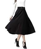 GladiolusA Women Woolen Blend A-Line Pleated Long Maxi Skirts with Belt