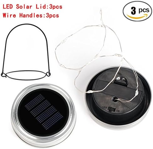 3 Pack Solar Mason Jars Lids,Color Changing Waterproof Solar Mason Jar Lids for Outdoor Patio Garden Decor Christmas Holiday Wedding Party(Jars NOT included)
