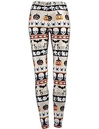 Mallas elásticas para Halloween, calabazas, calaveras estampadas, tobillo para dama