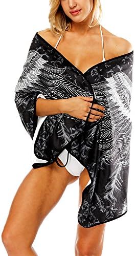 MagicQK Beach Towel Dress, 3D Print Designer Adult Women Bath Towel Skirt, Polyester Fiber, Quick Dry Superabsorbent, 64" Lengthx 26" Width, Dark Angle