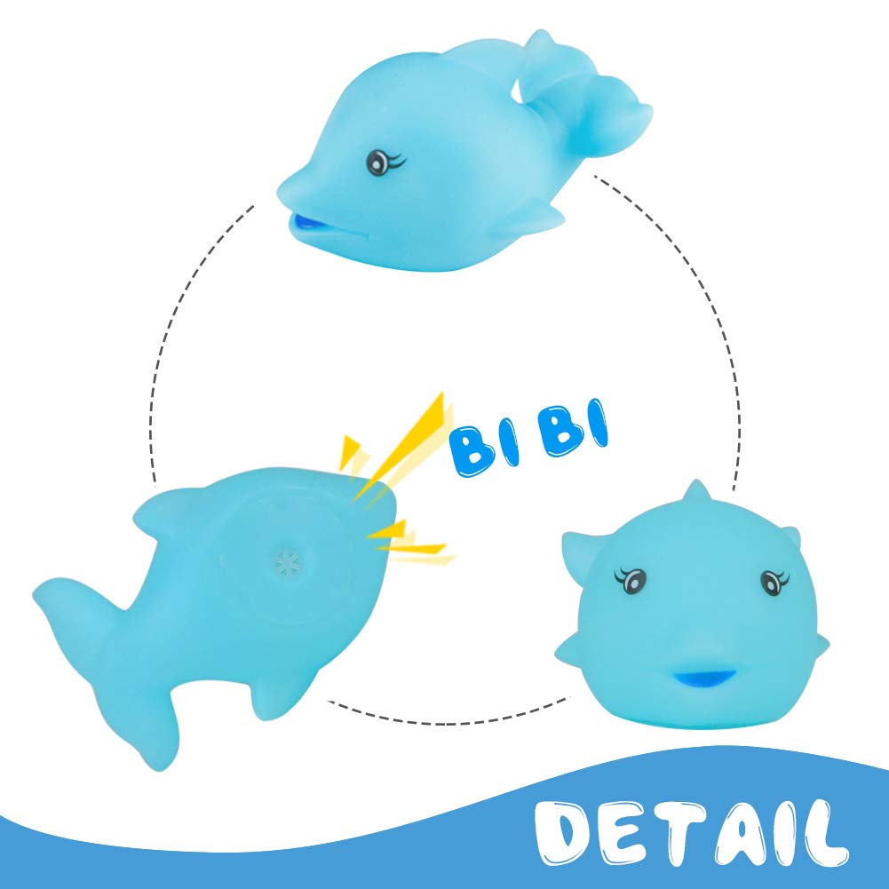 Nuheby Duck Bath Toy with Net Floating Octopus Dolphin Toddler Pool Net Bathtub Water Toys for 12 Month Old