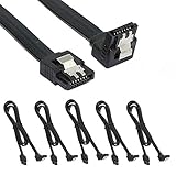 (5 x Sata 3 Data Cable) SATA III (SATA 3) cable black (40cm) with Locking Latch straight to Right Angle 90 Degree | compatible up to S-ATA/600 | Serial ATA | 1,5GBs/3GBs/6GBs (backward compatible)