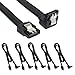 (5 x Sata 3 Data Cable) SATA III (SATA 3) cable black (40cm) with Locking Latch straight to Right Angle 90 Degree | compatible up to S-ATA/600 | Serial ATA | 1,5GBs/3GBs/6GBs (backward compatible)