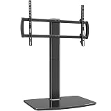 Universal Swivel TV Stand/Base Table Top Stand 40 to 86 inch TVs 110 Degree Swivel, 5 Level Height Adjustable, Heavy Duty Tempered Glass Base, Holds up 132lbs Screens, HT04B-003