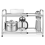 HOMFA Under Sink Expandable Cabinet Organizer Storage Rack Kitchen and Bath Multipurpose Tidy Stacking Shelf 2 Tier